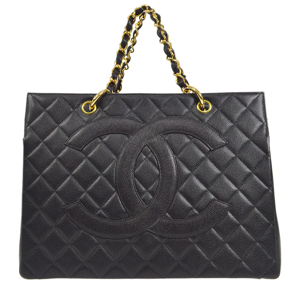 CHANEL 1994-1996 Chain Tote Bag Black Caviar – Accessorio premium elegante