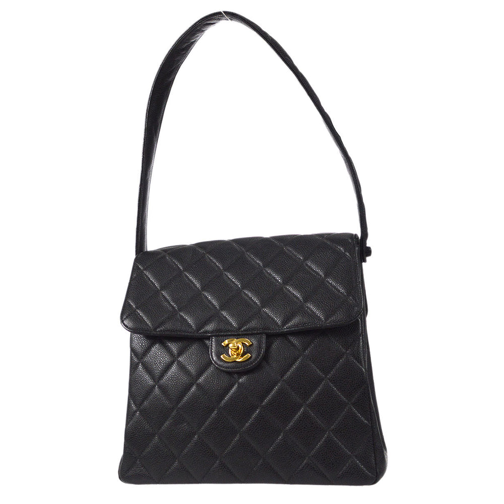 CHANEL 1996-1997 Double Side Classic Flap Shoulder Bag Medium Black Caviar – Accessorio premium elegante