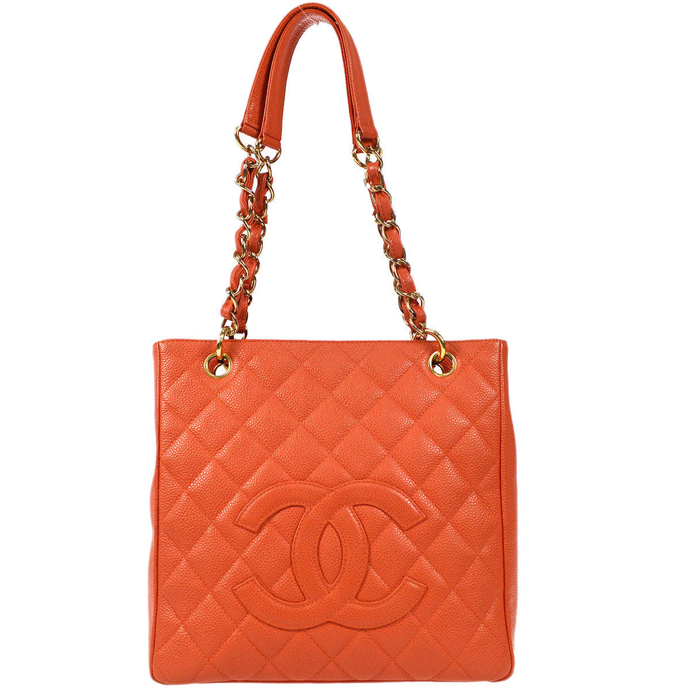 CHANEL 2003-2004 Petite Shopping Tote PST Pink Orange Caviar – Accessorio premium elegante