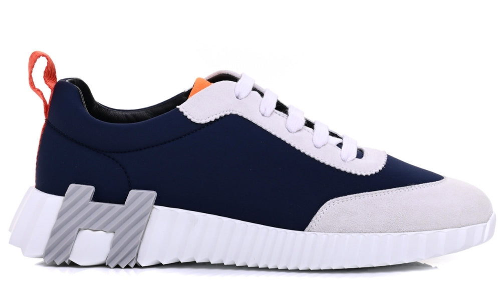 Hermès Suede and Nylon Boucning "Navy Blue/Grey" – Accessorio premium elegante