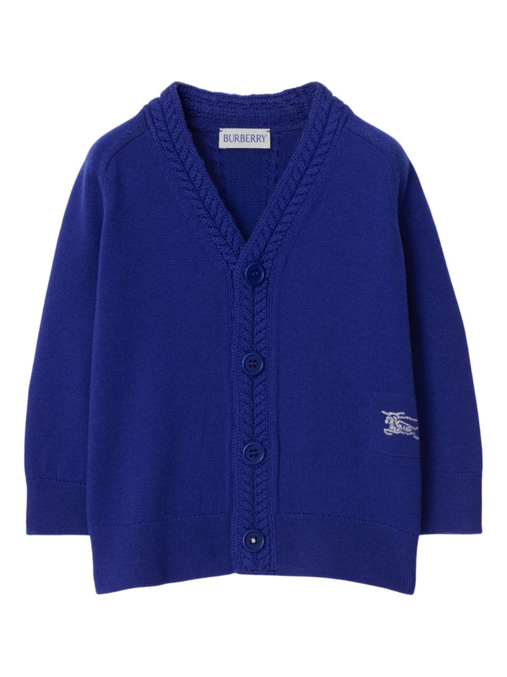 Cardigan con ricamo EKD per neonato Burberry Kids blu con scollo a V – Accessorio premium elegante
