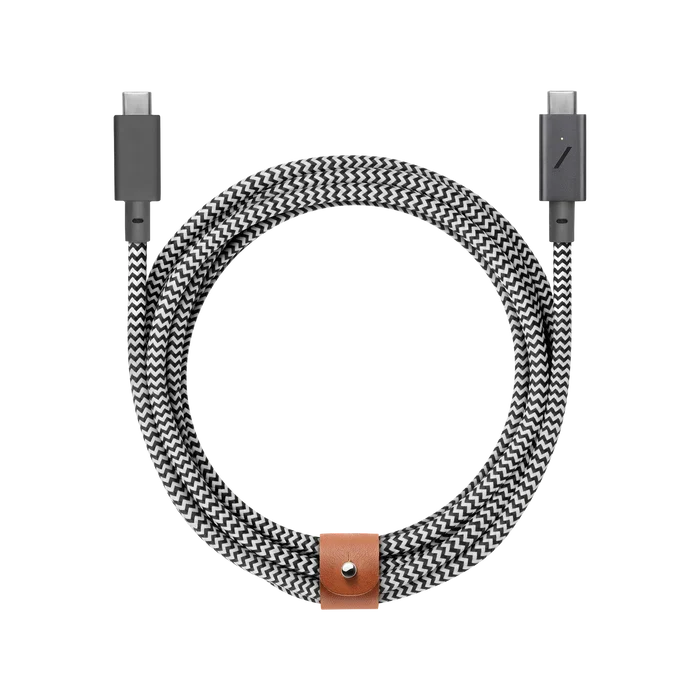 Native Union Belt Cable Ultra Strength USB-C to USB-C Cable 2.4 Meter - Zebra – Accessorio premium elegante