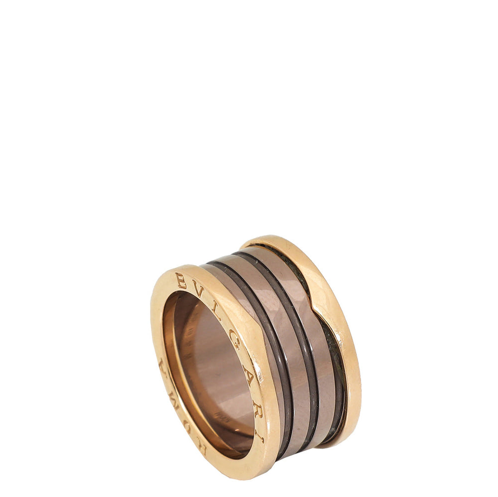 Bvlgari 18K Rose Gold Ceramic B. Zero 1 Roma 4 Band Ring 58 – Accessorio premium elegante