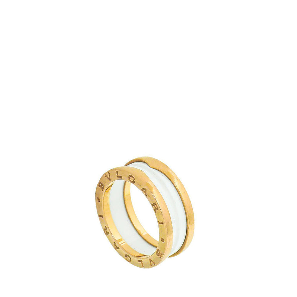 Bvlgari 18K Pink Gold Ceramic B.Zero 1 Two Band Ring 54 – Accessorio premium elegante