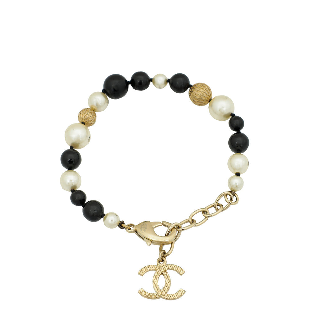 Chanel Bicolor CC Drop Pearl Crystal Bracelet – Accessorio premium elegante