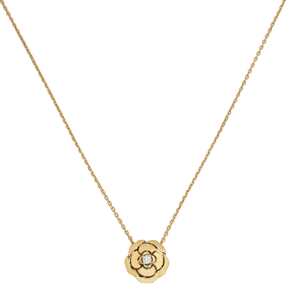 Chanel 18K Rose Gold Diamond Extrait de Camélia Necklace – Accessorio premium elegante