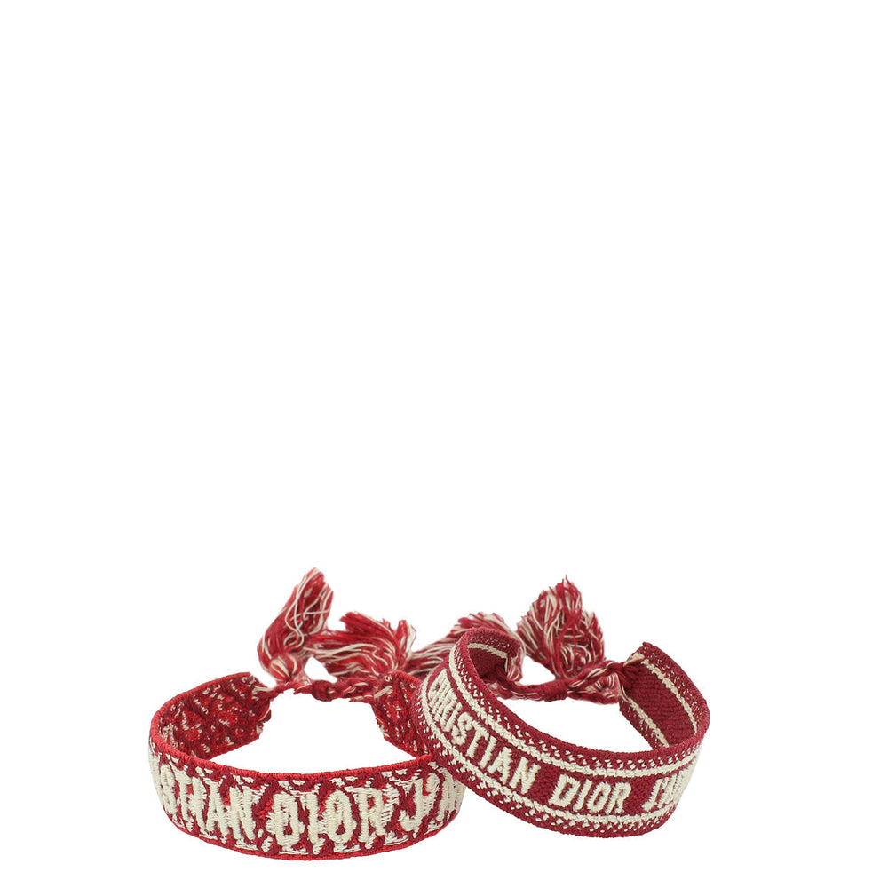 Christian Dior Burgundy J'adior Embroidered Bracelet Set – Accessorio premium elegante