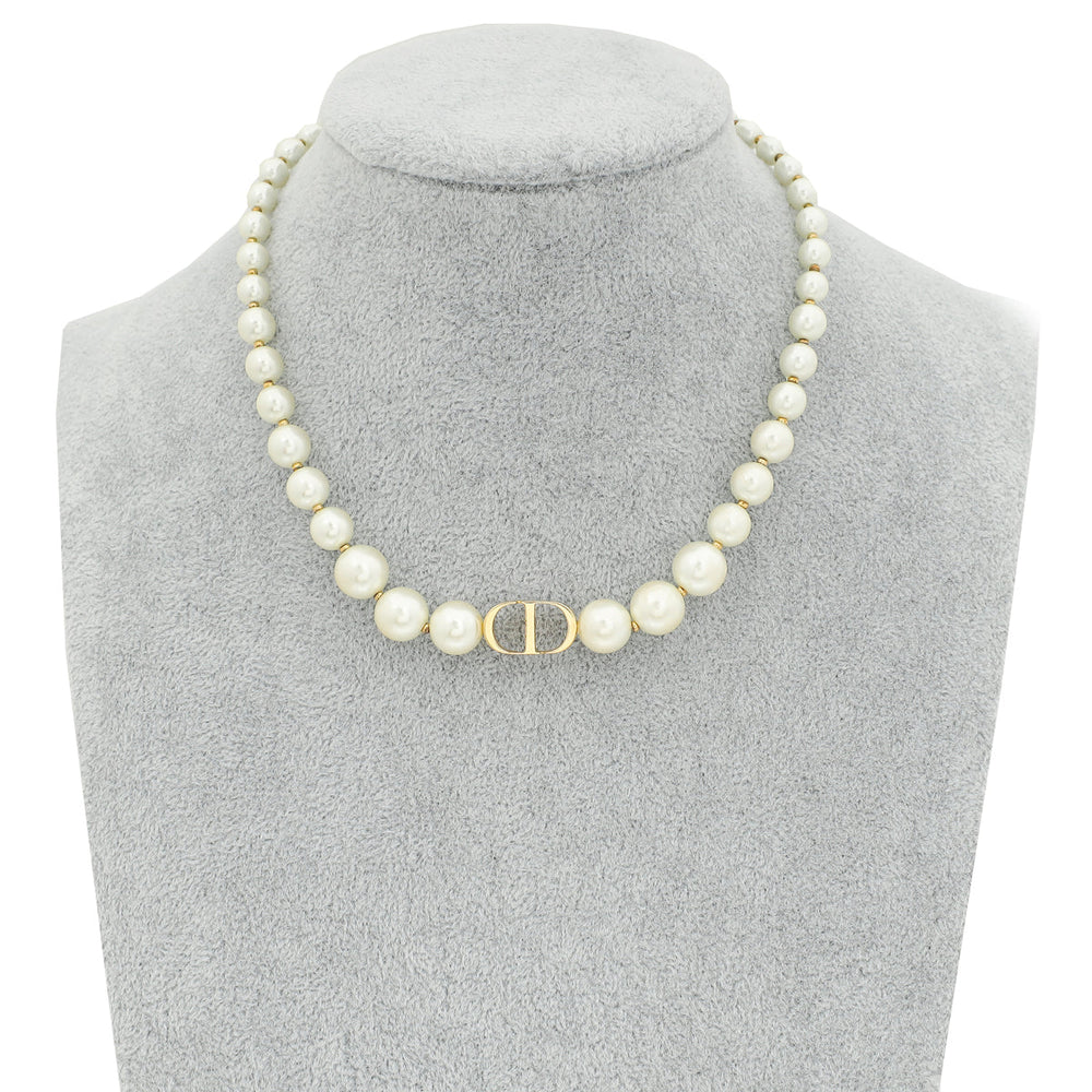 Christian Dior White 30 Montaigne Choker Necklace – Accessorio premium elegante