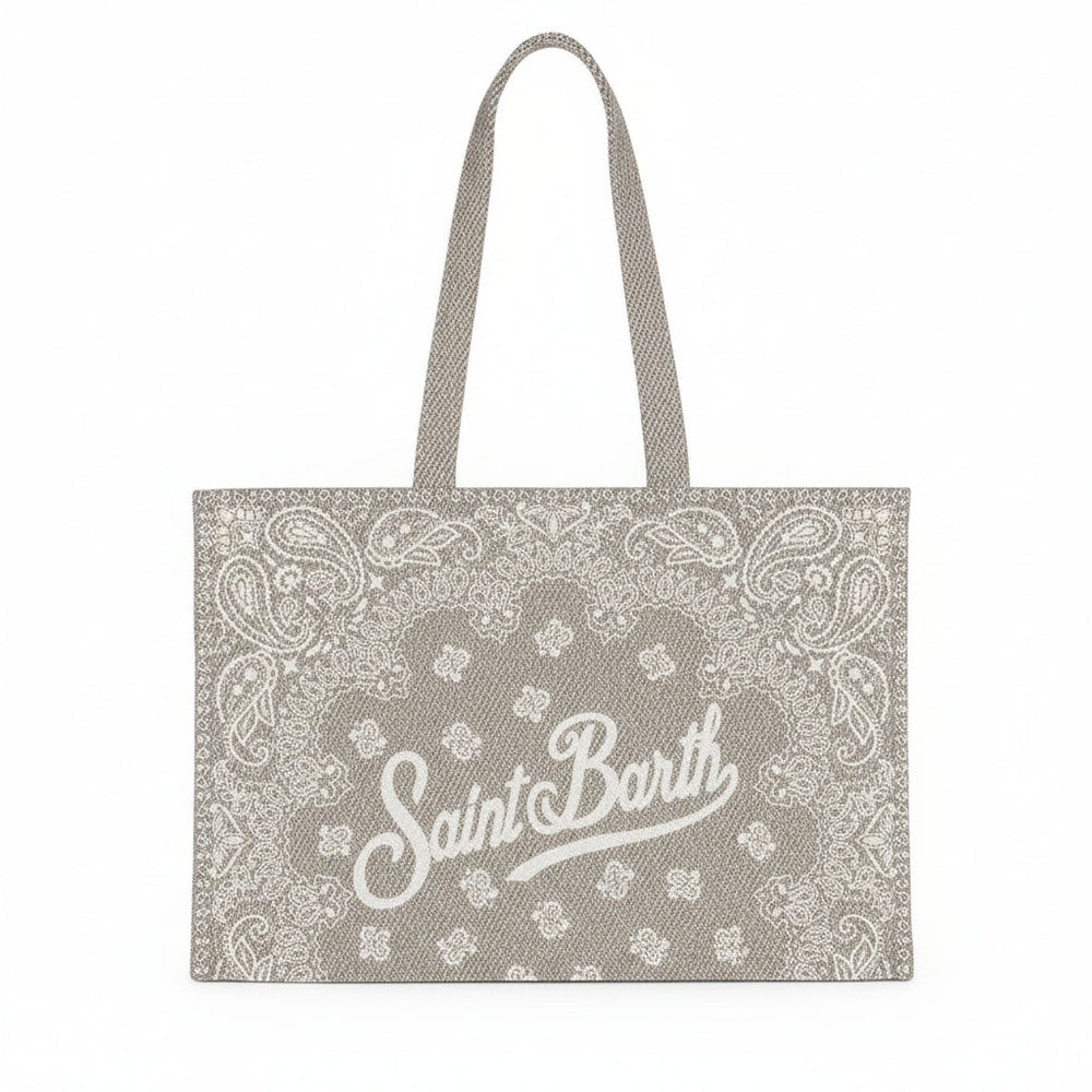 Borsa Essentials in canvas di cotone beige stampa bandana