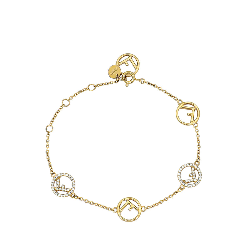 Fendi Gold F is Fendi Bracelet W/ Crystal – Accessorio premium elegante