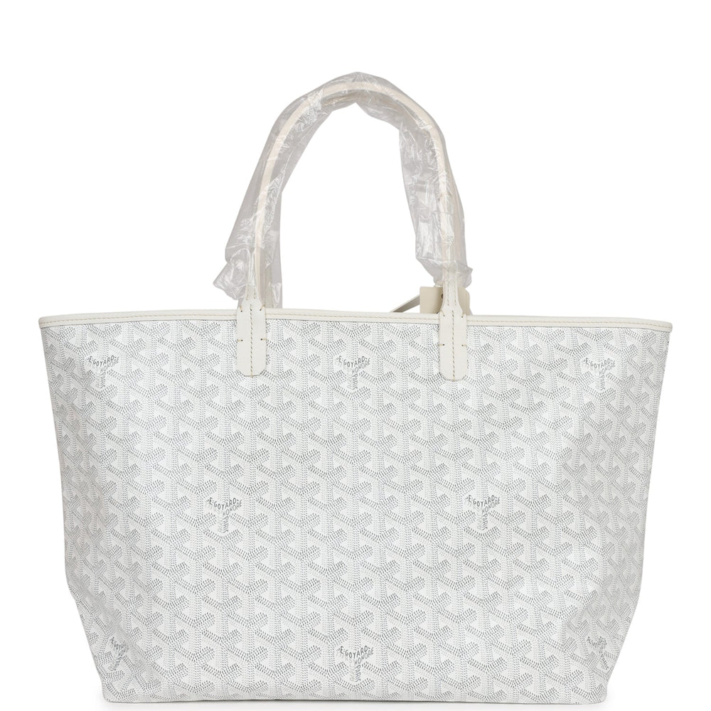 Goyard Goyardine White St. Louis PM Tote Bag Palladium Hardware – Accessorio premium elegante