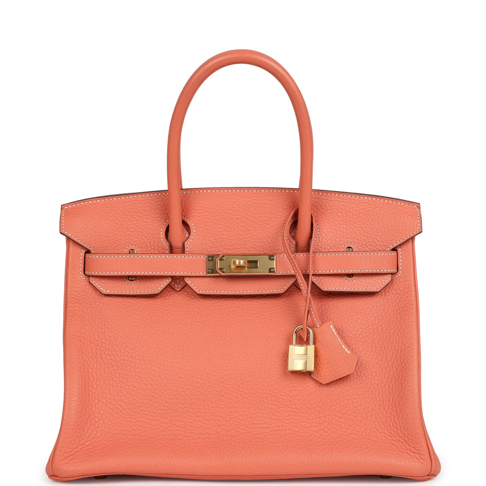 Pre-owned Hermes Birkin 30 Crevette Clemence Gold Hardware – Accessorio premium elegante