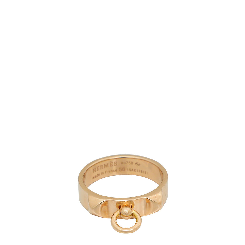 Hermes 18K Rose Gold Collier de Chien Small Model Ring 56 – Accessorio premium elegante