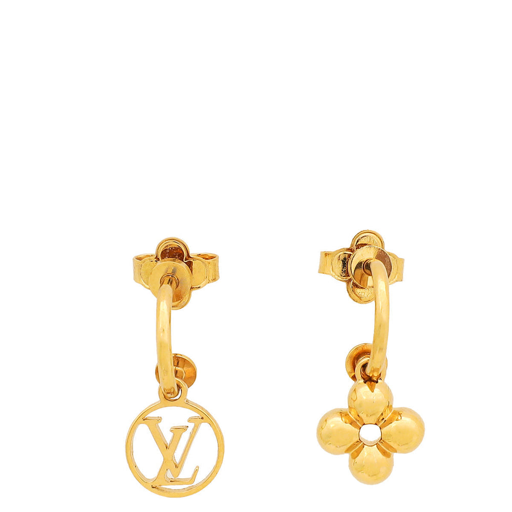 Louis Vuitton Gold Finish Blooming Earrings – Accessorio premium elegante