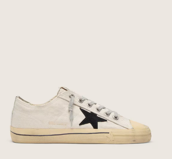 V-Star con stella in suede nero e scritta ricamata