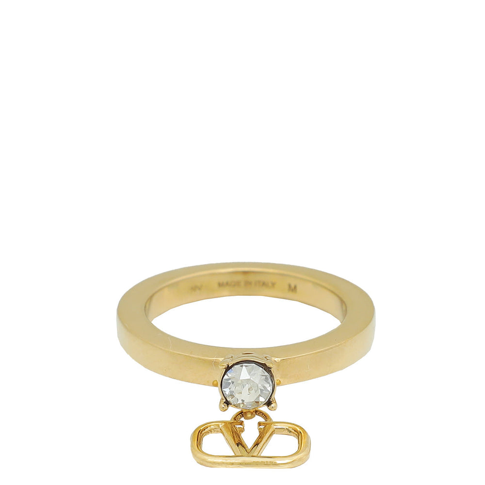 Valentino Gold Finish Garavani Mini Vlogo Signature Ring – Accessorio premium elegante