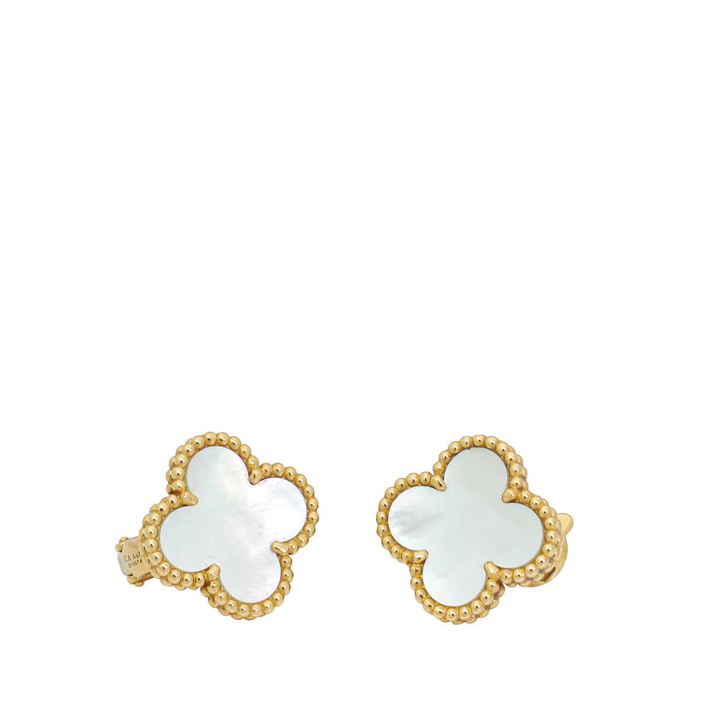 Van Cleef & Arpels 18K Yellow Gold MOP Vintage Alhambra Earrings – Accessorio premium elegante