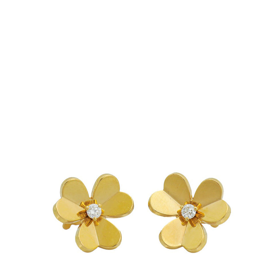 Van Cleef & Arpels 18K Yellow Gold Diamond Small Model Frivole Earrings – Accessorio premium elegante