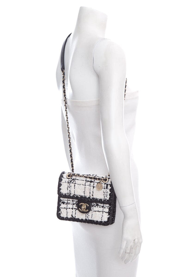Chanel 2022+ Black & White Tweed Flap Cross-Body AS IS