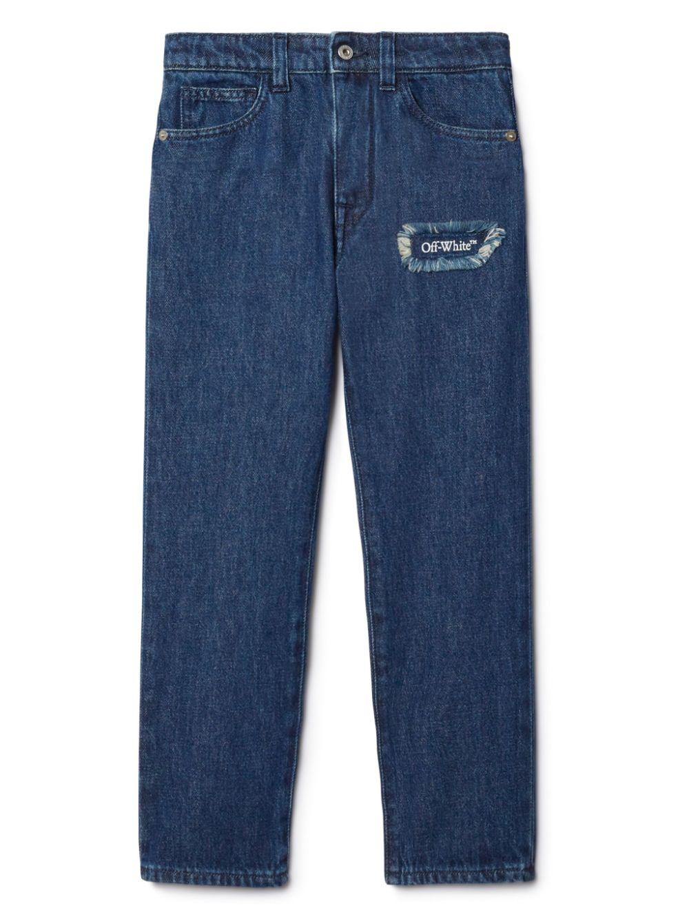 Jeans per bambino Off-White Kids in denim blu Bookish dritti – Accessorio premium elegante