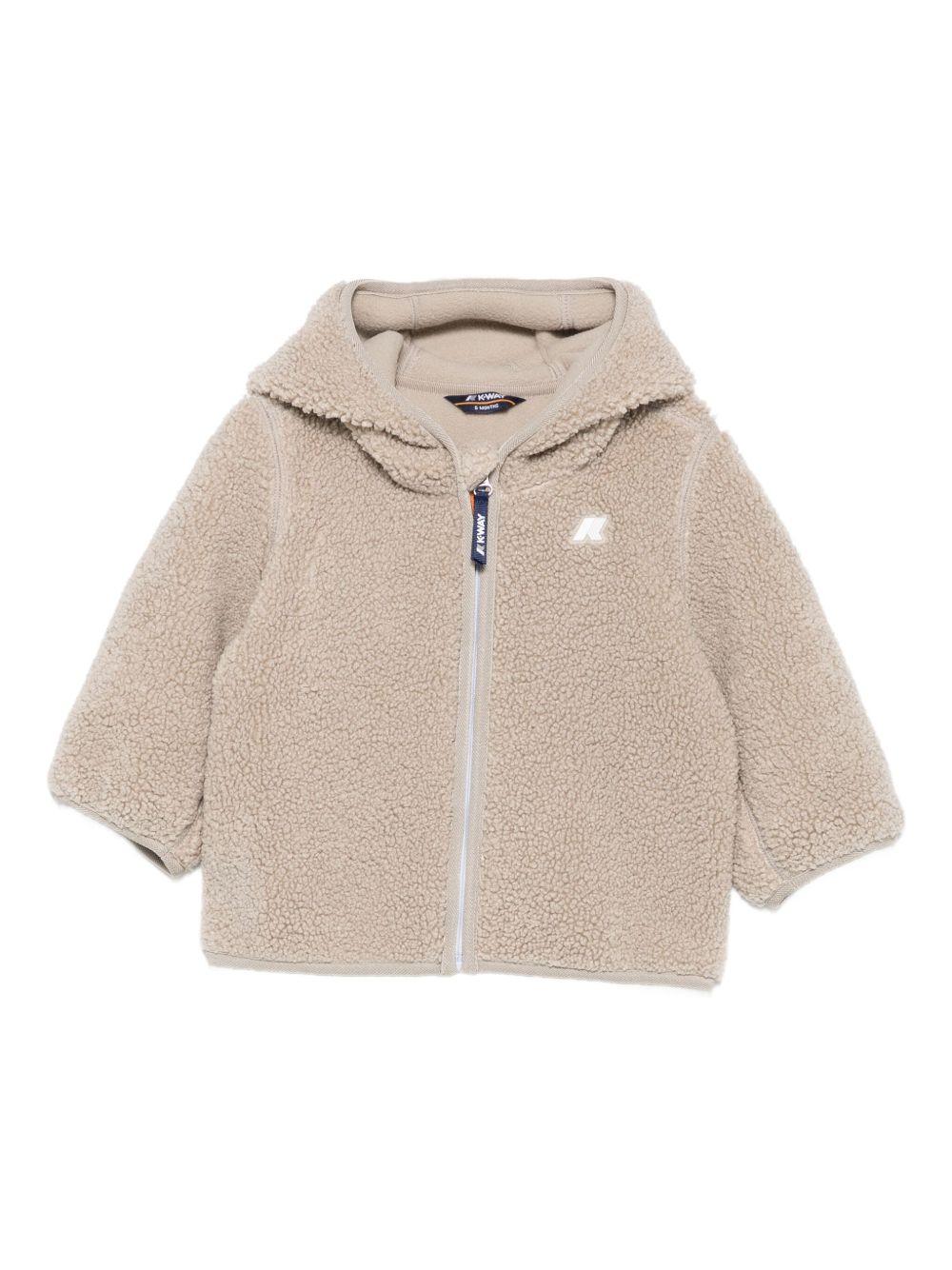 Cappotto in pelliccia sintetica per neonati K Way Kids beige con cappuccio effetto teddy – Accessorio premium elegante