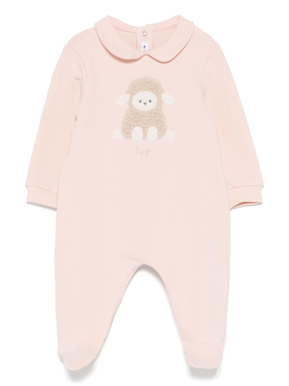 Pigiama con applicazione per neonata Il Gufo rosa con effetto mélange – Accessorio premium elegante