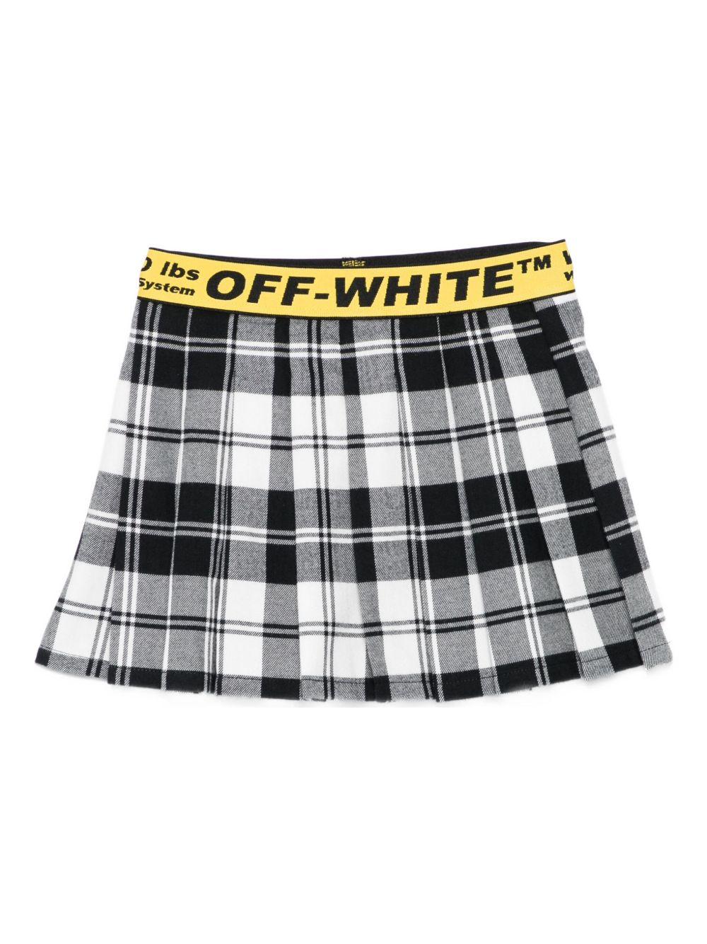 Gonna per bambina Off-White Kids bianco e nero con motivo a quadri – Accessorio premium elegante