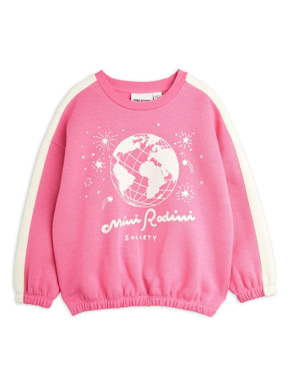 Felpa rosa per bambina con stampa grafica con logo Mini Rodini – Accessorio premium elegante