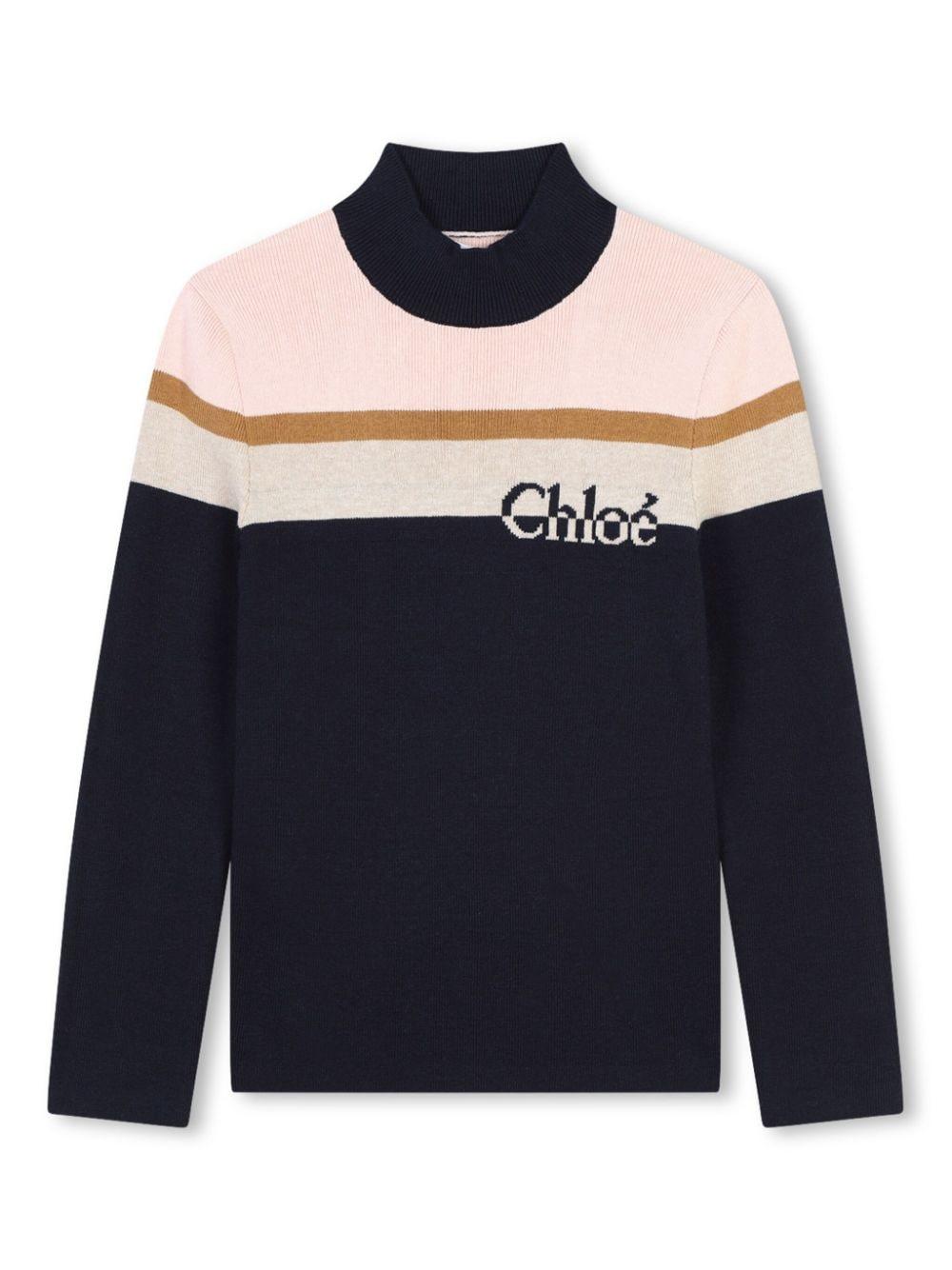 Maglione per bambina Chloé Kids multicolore a strisce – Accessorio premium elegante