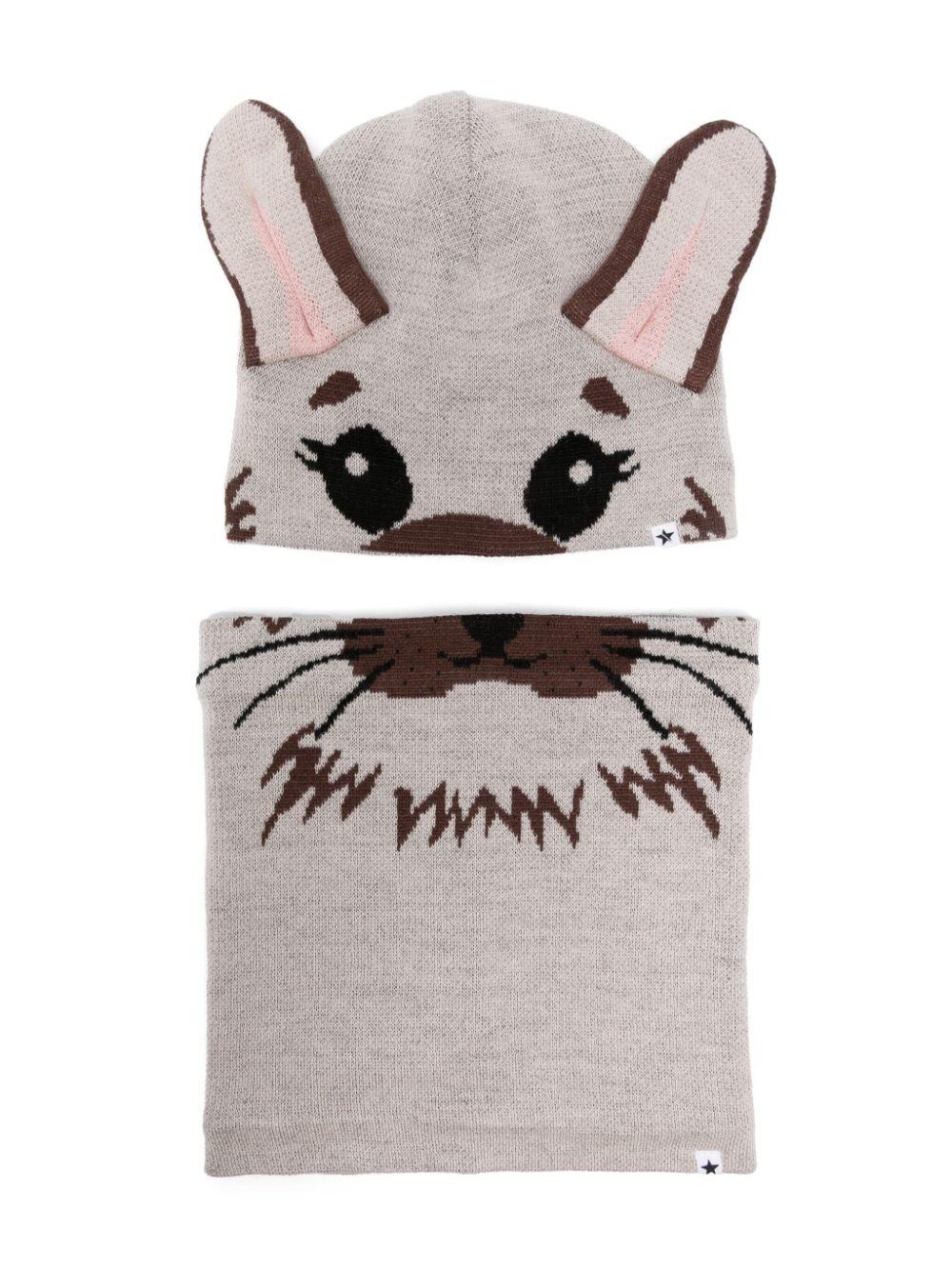 Set berretto Kleo per bambino Molo grigio con motivo animalier – Accessorio premium elegante
