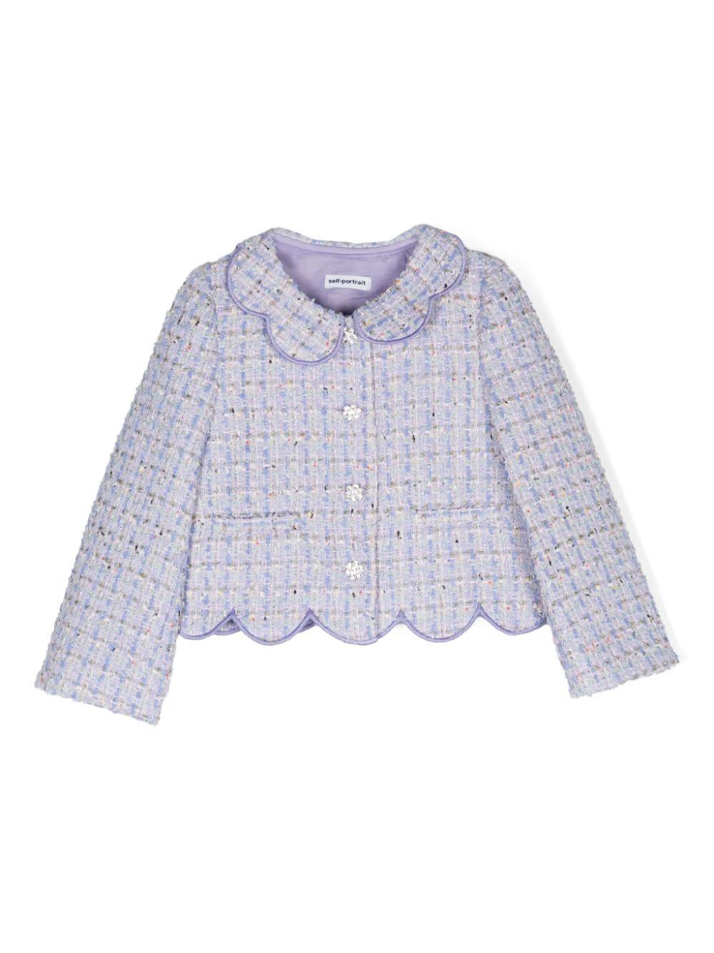 Giacca in tweed con collo a smerlo – Accessorio premium elegante