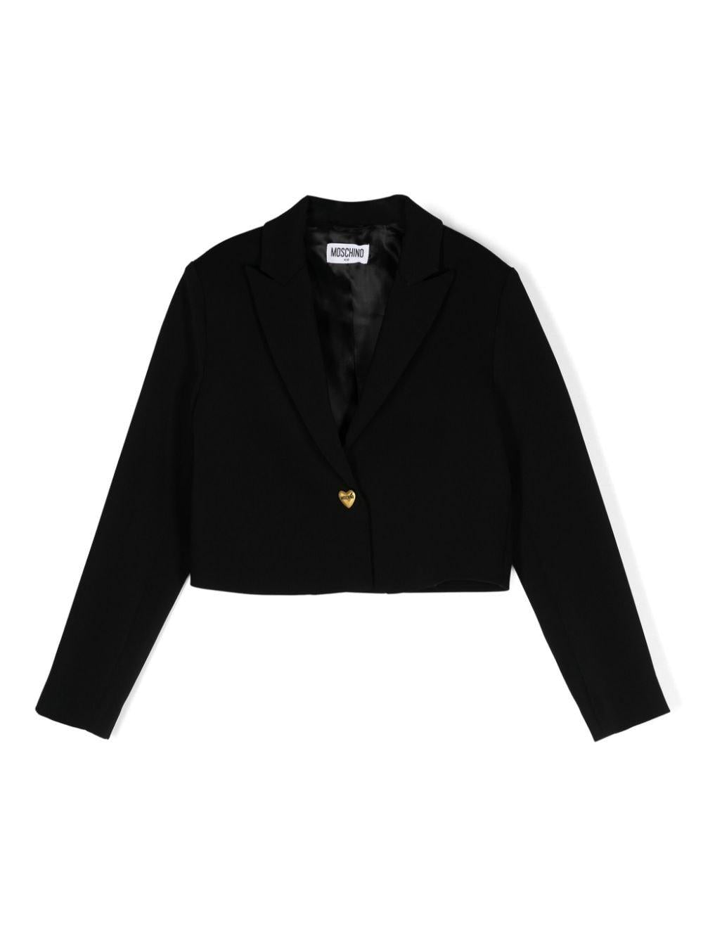 Giacca per bambina Moschino Kids nero modello crop – Accessorio premium elegante