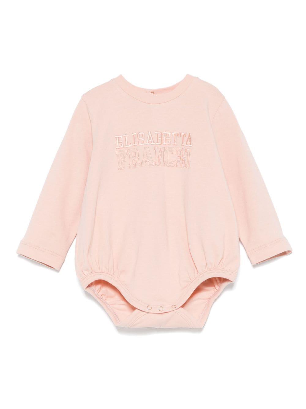 Tutina per neonata Elisabetta Franchi La Mia Bambina rosa con logo ricamato sul davanti – Accessorio premium elegante