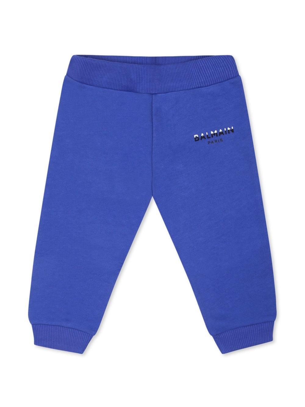 Pantaloni sportivi con stampa per neonato Balmain Kids blu con taglio straight – Accessorio premium elegante