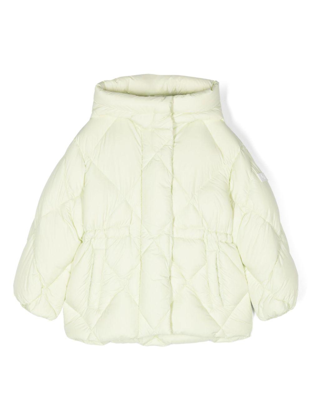 Giubbino con cappuccio per bambina Il Gufo bianco con orlo svasato – Accessorio premium elegante