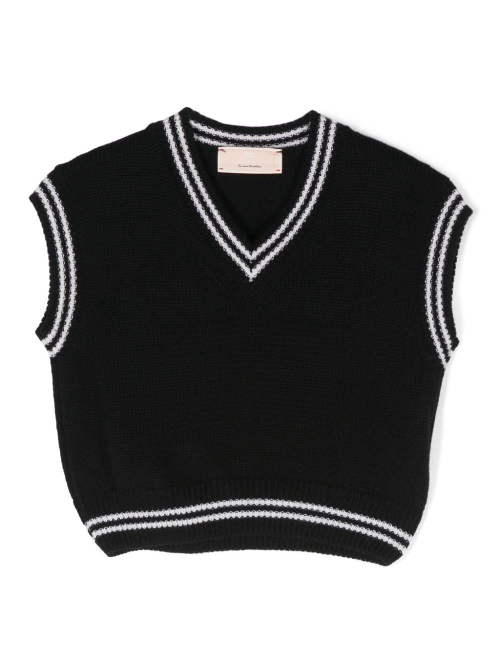 Maglione smanicato per bambina Elisabetta Franchi La Mia Bambina nero con scollo a V – Accessorio premium elegante