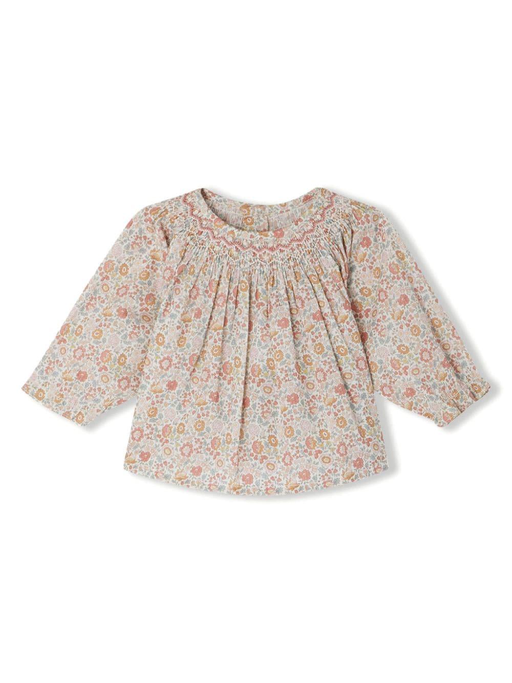 Blusa a fiori per neonata Bonpoint rosa con scollo rotondo – Accessorio premium elegante