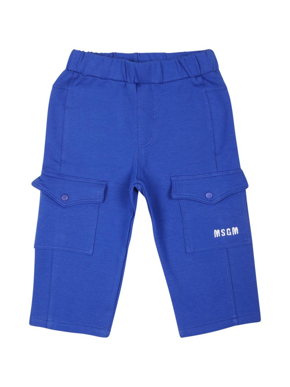 Pantaloni blu per neonato con ricamo logo frontale MSGM Kids – Accessorio premium elegante