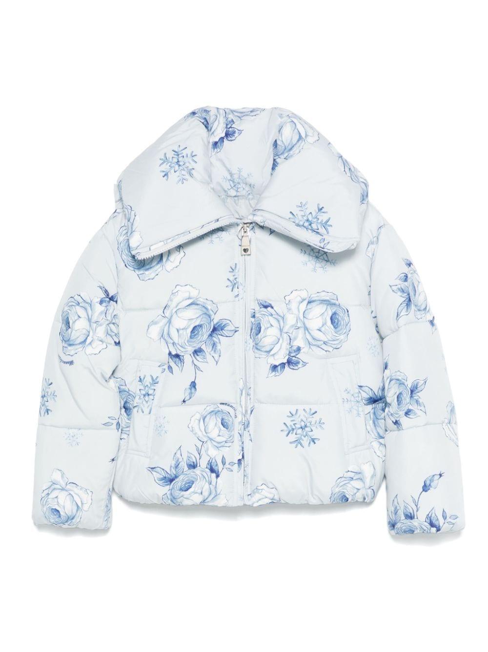 Piumino per bambina Monnalisa bianco con stampa floreale – Accessorio premium elegante