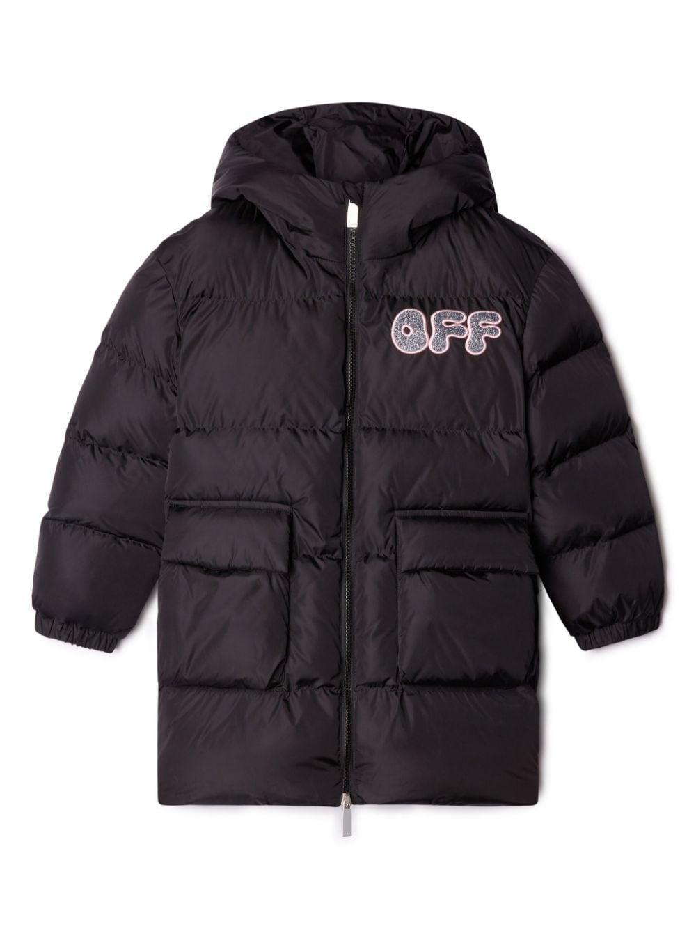 Piumino Arrow per bambina Off-White Kids nero con cappuccio – Accessorio premium elegante