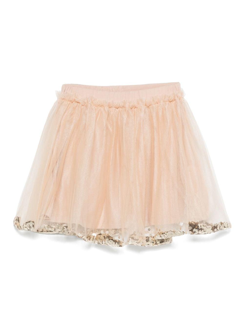 Gonna midi per bambina Douuod Kids beige con paillettes – Accessorio premium elegante