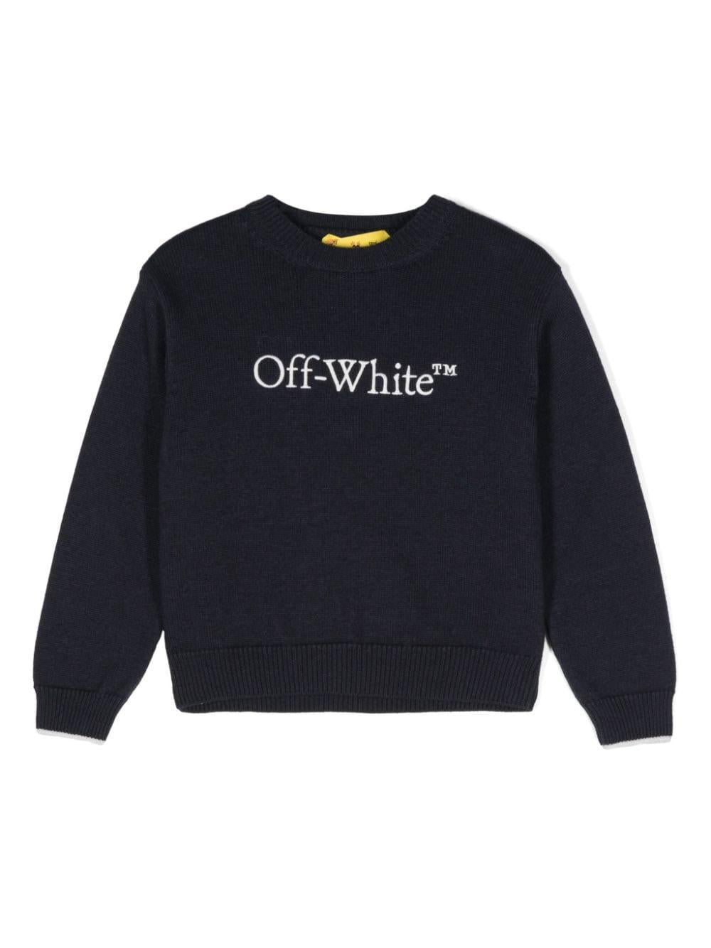 Maglione con ricamo per bambino Off-White Kids blu con design senza fodera – Accessorio premium elegante