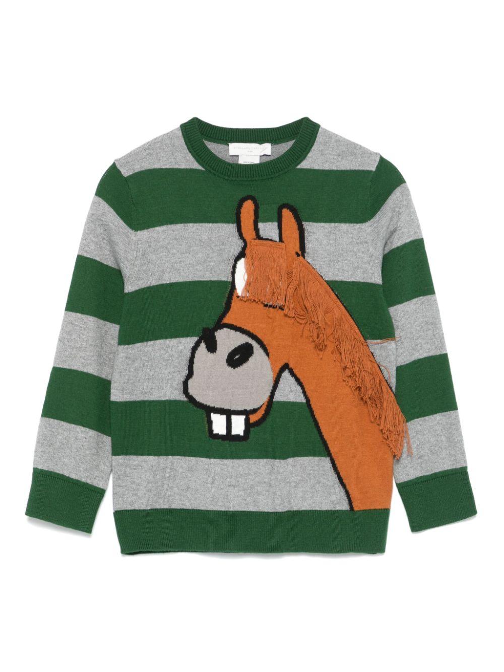 Maglione per bambino Stella McCartney Kids grigio e verde a righe – Accessorio premium elegante