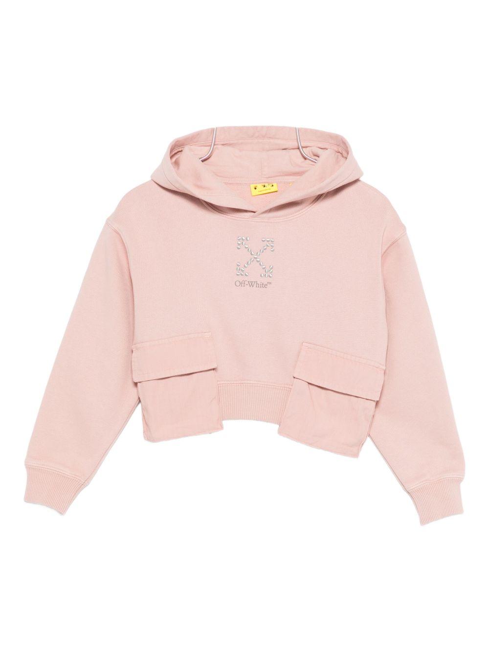 Felpa per bambina Off-White Kids rosa con cappuccio e stampa con logo – Accessorio premium elegante