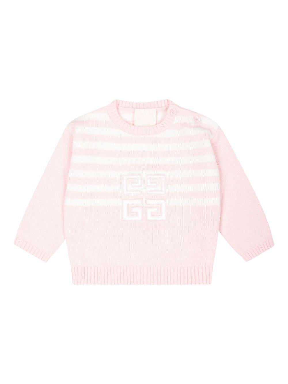 Maglione per neonata Givenchy Kids rosa con applicazione 4G – Accessorio premium elegante