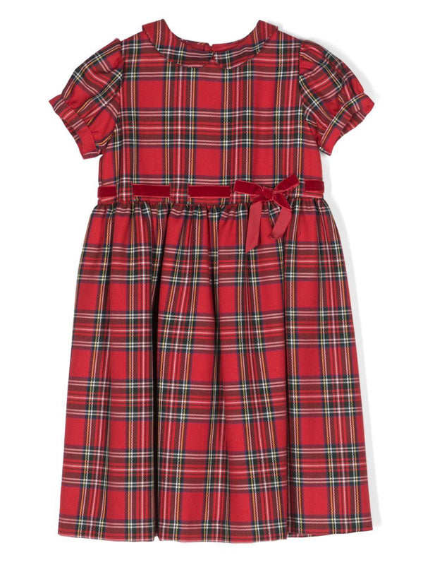 Abito tartan con pieghe – Accessorio premium elegante