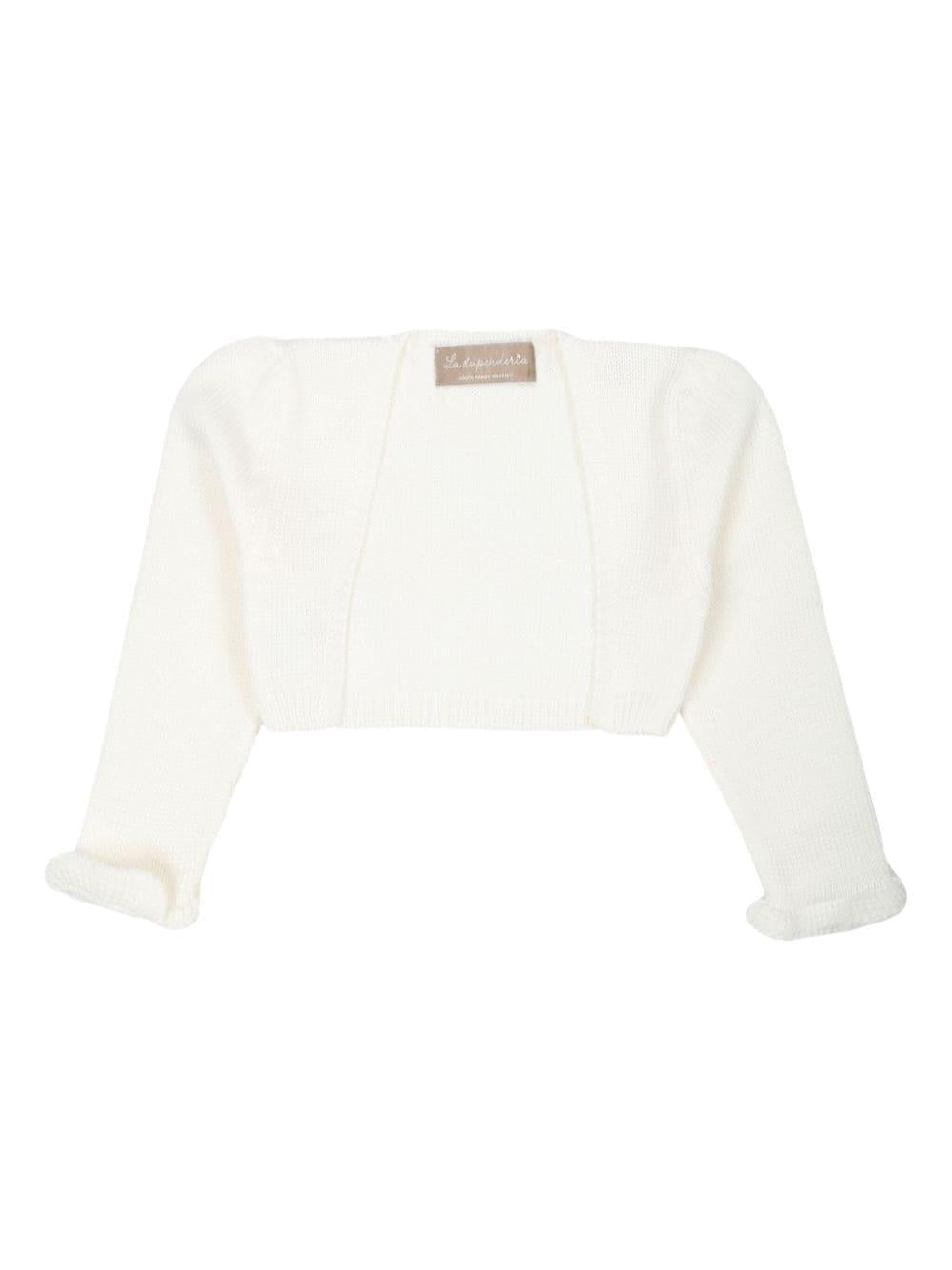 Cardigan bianco per neonato con parte frontale aperta La Stupenderia – Accessorio premium elegante