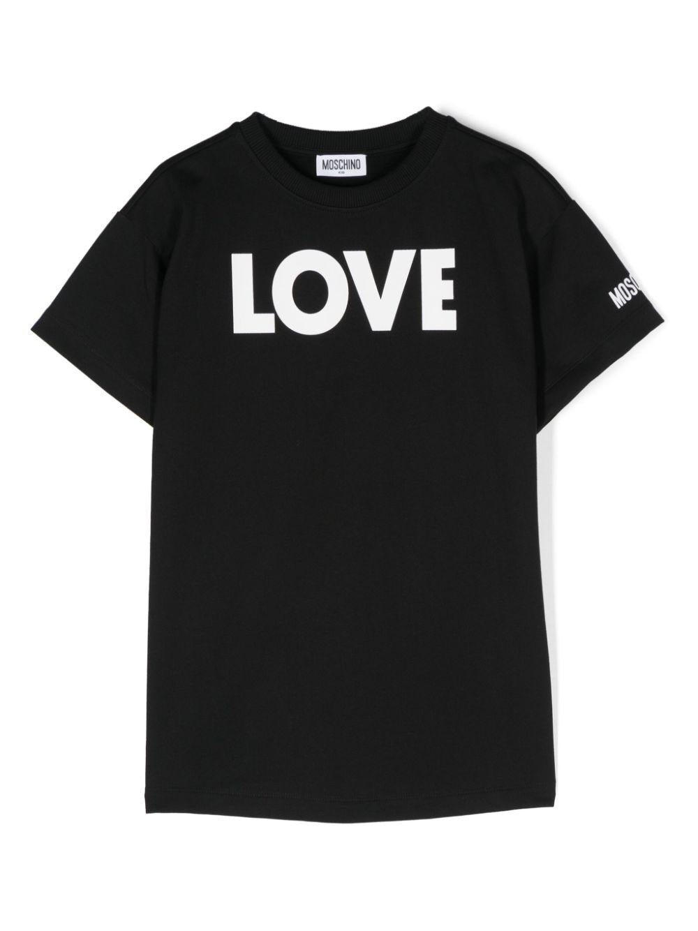 T shirt nera per bambina Moschino con stampa LOVE bianca – Accessorio premium elegante