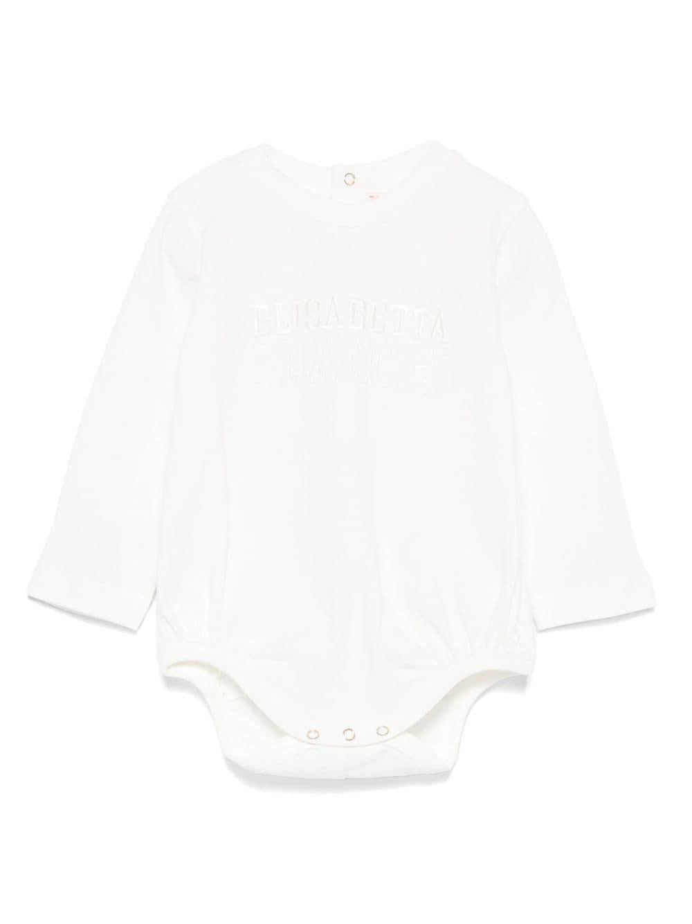Tutina per neonata Elisabetta Franchi La Mia Bambina bianco con logo ricamato sul davanti – Accessorio premium elegante