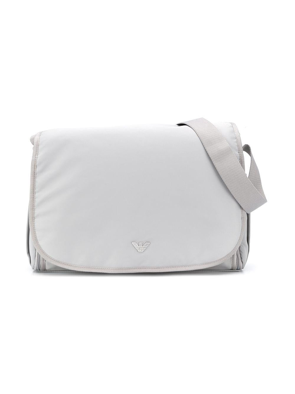 Borsa fasciatoio per neonati Emporio Armani Kids grigio con logo argento – Accessorio premium elegante